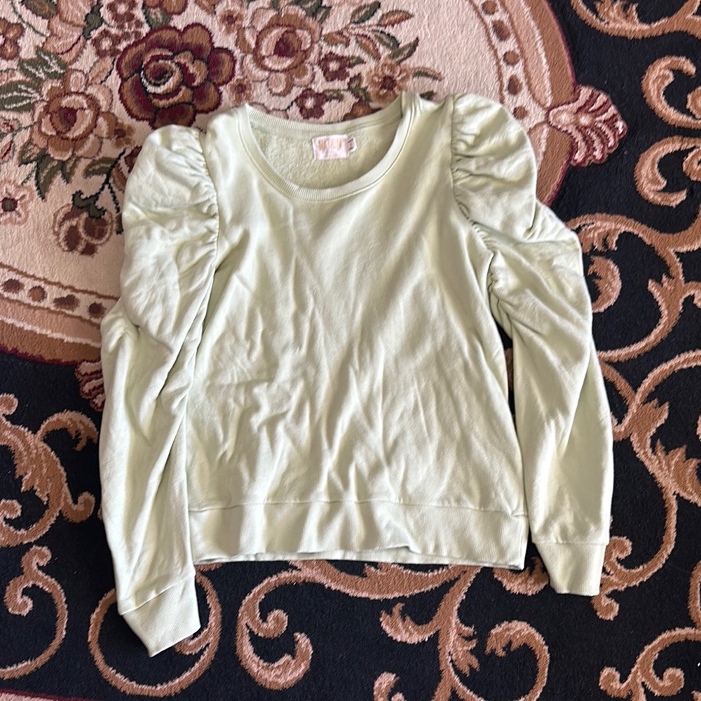 Light Green Puff Sleeve nation ltd sweatshirt small